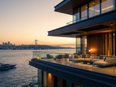 Luxury terrace overlooking the Bosphorus in Istanbul — medical tourism concept